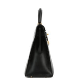 Vintage Hermes Kelly Sellier 32 Black Box Gold Hardware