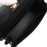 Vintage Hermes Kelly Sellier 32 Black Box Gold Hardware