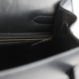 Vintage Hermes Kelly Sellier 32 Black Box Gold Hardware