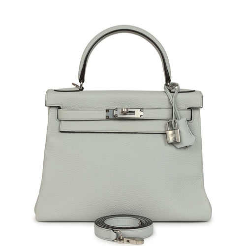 Hermes Kelly Retourne 28 Bleu Pale Clemence Palladium Hardware