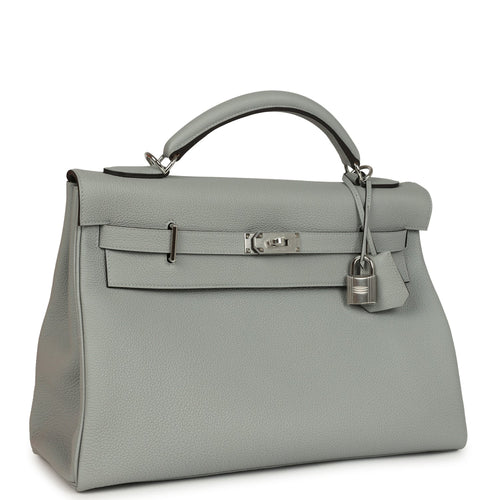 Hermes Kelly 42 Maxi Bleu Glacier Togo Palladium Hardware