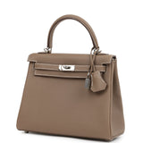 Pre-owned Hermes Kelly Retourne 25 Etoupe Togo Palladium Hardware