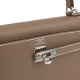 Pre-owned Hermes Kelly Retourne 25 Etoupe Togo Palladium Hardware