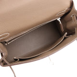 Pre-owned Hermes Kelly Retourne 25 Etoupe Togo Palladium Hardware
