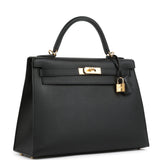 Hermes Kelly Sellier 32 Black Epsom Gold Hardware