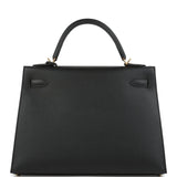 Hermes Kelly Sellier 32 Black Epsom Gold Hardware