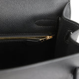 Hermes Kelly Sellier 32 Black Epsom Gold Hardware