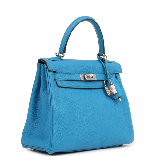 Hermes Kelly Retourne 25 Bleu Zanzibar Togo Palladium Hardware
