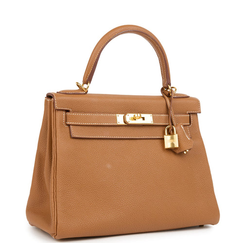 Pre-owned Hermes Kelly Retourne 28 Gold Togo Gold Hardware
