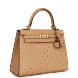 Hermes Kelly Sellier 25 Chai Ostrich Gold Hardware - Thumbnail View 2