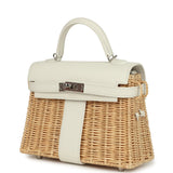 Hermes Mini Picnic Kelly 20 White Swift and Osier Wicker Palladium Hardware