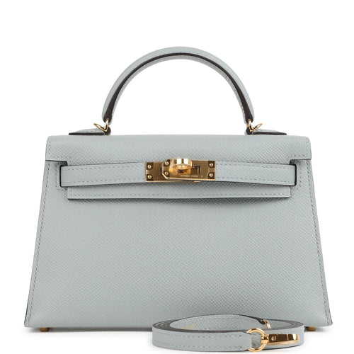 Hermes Kelly Sellier 20 Bleu Glacier Epsom Gold Hardware