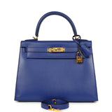 Hermes Kelly Sellier 28 Bleu Electric Tadelakt Gold Hardware