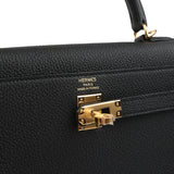 Hermes Kelly Retourne 25 Black Togo Gold Hardware