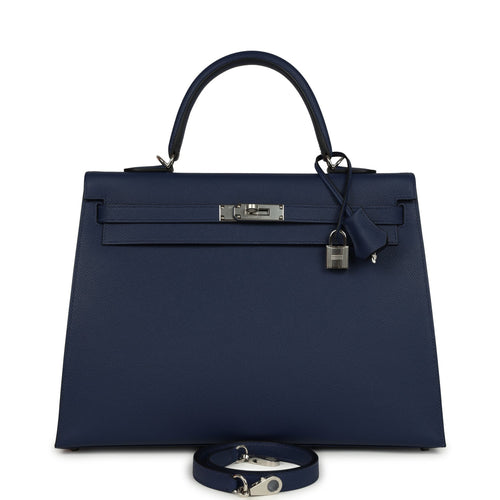 Hermes Kelly Sellier 35 Bleu Saphir Epsom Palladium Hardware