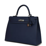 Hermes Kelly Sellier 35 Bleu Saphir Epsom Palladium Hardware