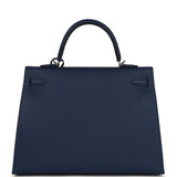 Hermes Kelly Sellier 35 Bleu Saphir Epsom Palladium Hardware