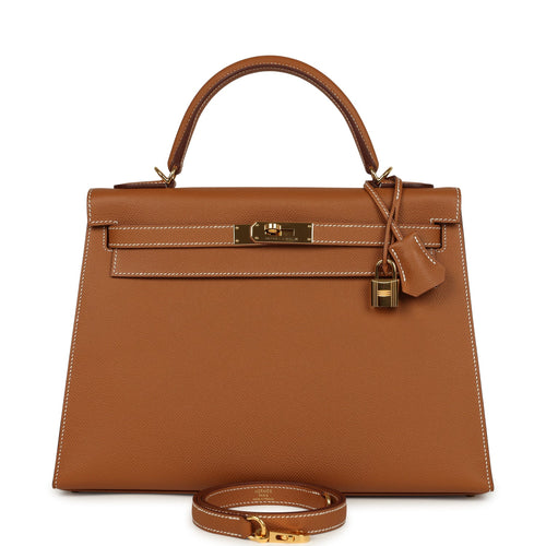 Pre-owned Hermes Kelly Sellier 32 Gold Epsom Gold Hardware