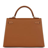 Pre-owned Hermes Kelly Sellier 32 Gold Epsom Gold Hardware