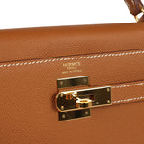Pre-owned Hermes Kelly Sellier 32 Gold Epsom Gold Hardware