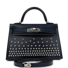 Hermes Kelly Sellier 20 Clouté Bleu Abysse Box Palladium Hardware