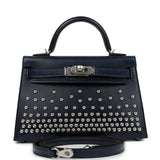 Hermes Kelly Sellier 20 Clouté Bleu Abysse Box Palladium Hardware - Thumbnail View 1