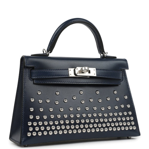 Hermes Kelly Sellier 20 Clouté Bleu Abysse Box Palladium Hardware