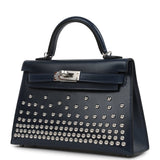 Hermes Kelly Sellier 20 Clouté Bleu Abysse Box Palladium Hardware - Thumbnail View 5