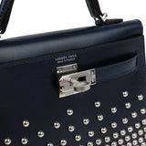 Hermes Kelly Sellier 20 Clouté Bleu Abysse Box Palladium Hardware - Thumbnail View 7