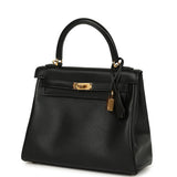 Hermes Kelly Retourne 25 Black Cheri Gold Hardware