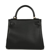 Hermes Kelly Retourne 25 Black Cheri Gold Hardware