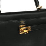 Hermes Kelly Retourne 25 Black Cheri Gold Hardware
