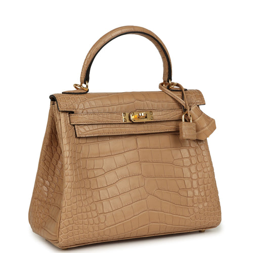 Hermes Kelly Retourne 25 Chai Matte Alligator Gold Hardware