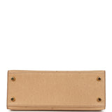 Pre-owned Hermes Kelly Sellier 25 Chai Ostrich Gold Hardware