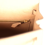 Pre-owned Hermes Kelly Sellier 25 Chai Ostrich Gold Hardware