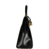 Pre-owned Hermes Kelly Sellier 32 Black Box Brushed Gold Hardware - Thumbnail View 3