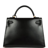 Pre-owned Hermes Kelly Sellier 32 Black Box Brushed Gold Hardware - Thumbnail View 4