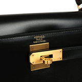 Pre-owned Hermes Kelly Sellier 32 Black Box Brushed Gold Hardware - Thumbnail View 7