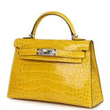 Pre-owned Hermes Kelly Sellier 20 Mimosa Shiny Alligator Palladium Hardware