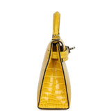 Pre-owned Hermes Kelly Sellier 20 Mimosa Shiny Alligator Palladium Hardware