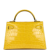 Pre-owned Hermes Kelly Sellier 20 Mimosa Shiny Alligator Palladium Hardware