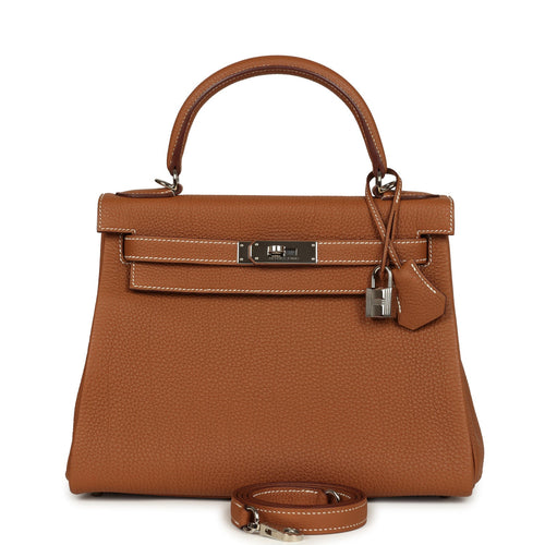 Pre-owned Hermes Kelly Retourne 28 Gold Togo Palladium Hardware