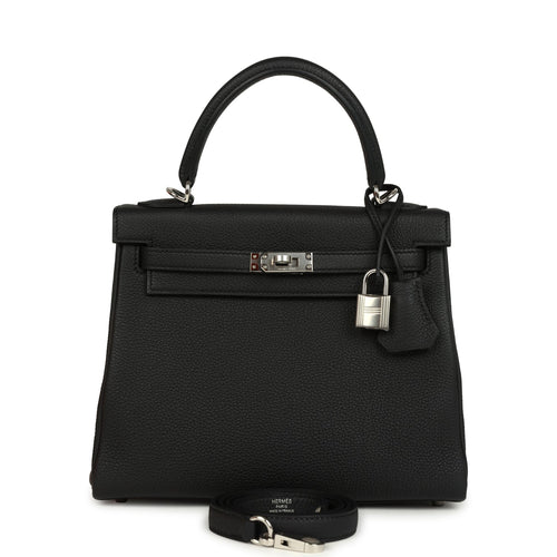 Hermes Kelly Retourne 25 Black Togo Palladium Hardware