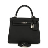 Hermes Kelly Retourne 25 Black Togo Palladium Hardware