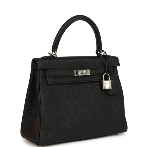 Hermes Kelly Retourne 25 Black Togo Palladium Hardware