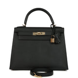Pre-owned Hermes Kelly Sellier 28 Black Epsom Permabrass Hardware - Thumbnail View 1