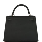 Pre-owned Hermes Kelly Sellier 28 Black Epsom Permabrass Hardware - Thumbnail View 4