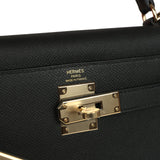Pre-owned Hermes Kelly Sellier 28 Black Epsom Permabrass Hardware - Thumbnail View 7