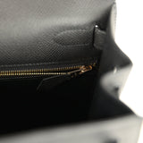Pre-owned Hermes Kelly Sellier 28 Black Epsom Permabrass Hardware - Thumbnail View 9