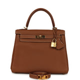 Pre-owned Hermes Kelly Retourne 25 Gold Togo Gold Hardware